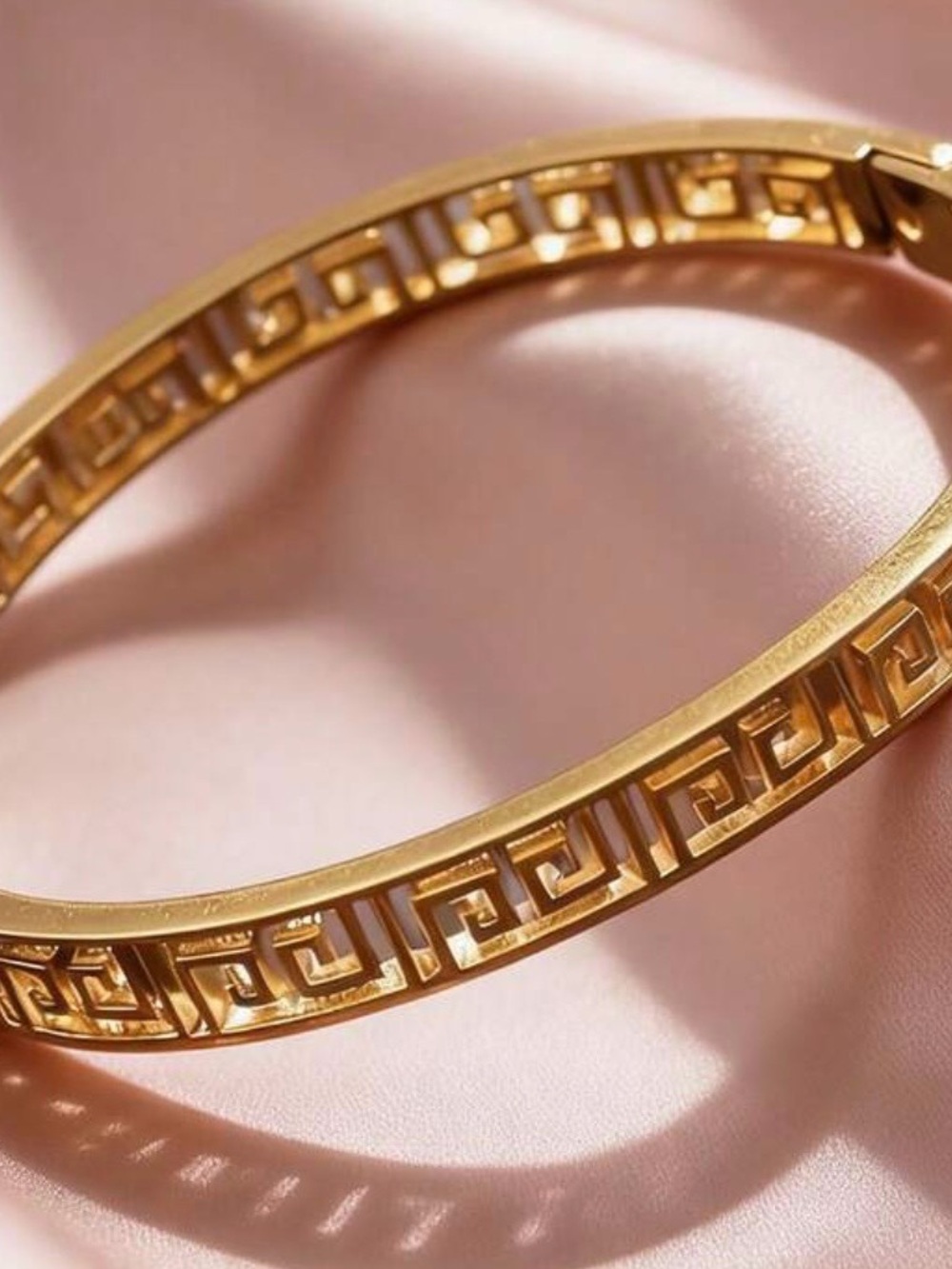 Gold Greek Key Bangle Bracelet - Women Fashion Jewelry